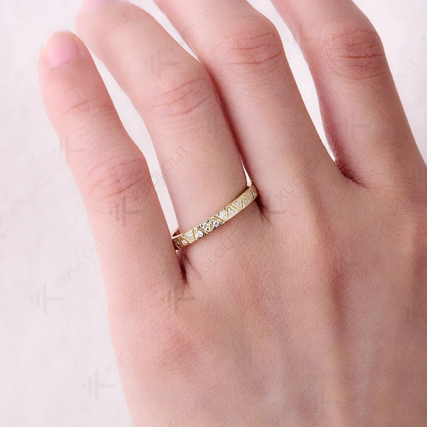 Kuololit 0.32CTW Lab Grown Diamond Band for Women Solid 18K 14K 10K Gold Ring for Anniversary Engagement Gifts Party