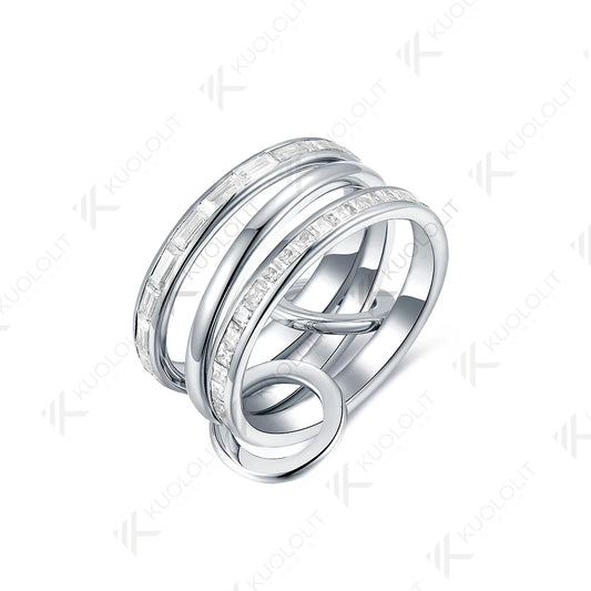 Kuololit 4.6CTW Moissanite Stackable Rings for Women Solid 18K 14K 10K 585 White Gold Bezel Set Bands for Party Christmas Gifts