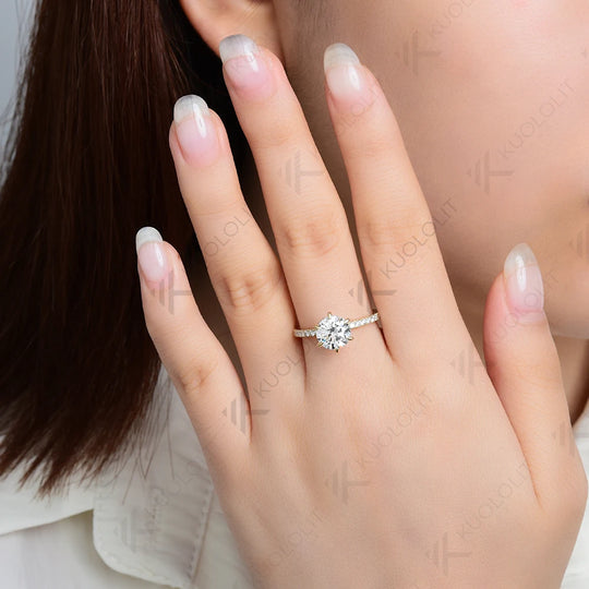 Kuololit IGI 1.5CT Lab Grown Diamonds Engagement Rings for Women Solid 18/14/10K 585 Yellow Gold DVS1for Wedding Christmas Gifts