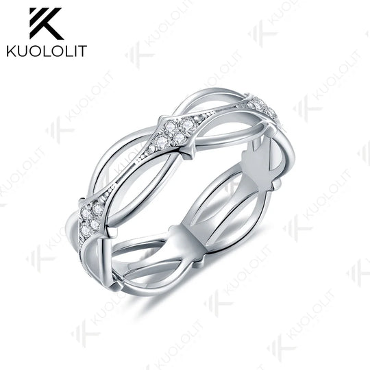 Kuololit 0.28CTW Lab Grown Diamond Hollow Band for Men Women Solid 10K 14K Gold 925 Sliver Round Cut for Wedding Christmas Gift