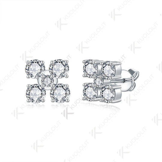 Kuololit 2.5CTW Moissanite Stud Earrings for Women Solid 18K 14K 10K 585 White Gold Anniversary Earrings for Christmas Gifts GRA