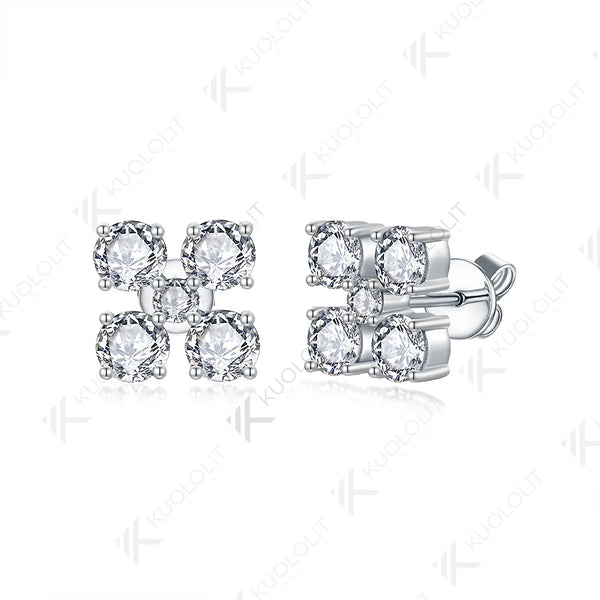 Kuololit 2.5CTW Lab Grown Diamonds Stud Earrings for Women Solid 18K 14K 10K 585 White Gold Anniversary Earrings for Christmas