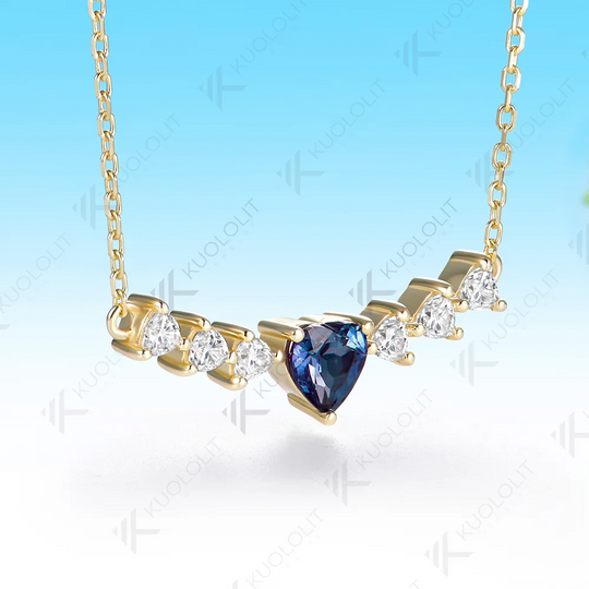Kuololit 1.6CTW Lab Alexandrite Moissanite Custom Necklace for Women Solid 585 14K 10K Yellow Gold Necklace for Christmas Gifts