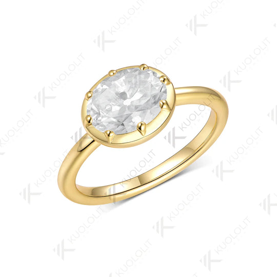 Kuololit 2CT OMC Moissanite Ring for Women Solid 14K 10K 585 Yellow Gold Engagement Ring for Christmas Gifts Party Engagement