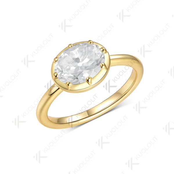 Kuololit 2CT OMC Moissanite Ring for Women Solid 14K 10K 585 Yellow Gold Engagement Ring for Christmas Gifts Party Engagement