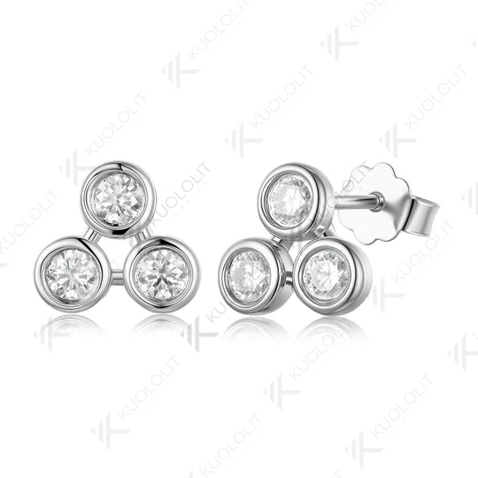 Kuololit 0.48CTW Lab Grown Diamonds Custom Stud Earrings for Women Solid 14K 10K 585 Gold Yellow Gold for Christmas Classic Gift
