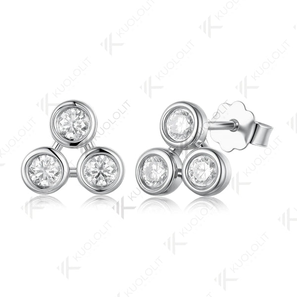 Kuololit 0.48CTW Lab Grown Diamonds Custom Stud Earrings for Women Solid 14K 10K 585 Gold Yellow Gold for Christmas Classic Gift
