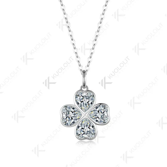 Kuololit 2.5CTW Moissanite Heart Necklace for Women Solid 18K14K 10K Gold Heart Diamonds Pendant for Christmas Gift