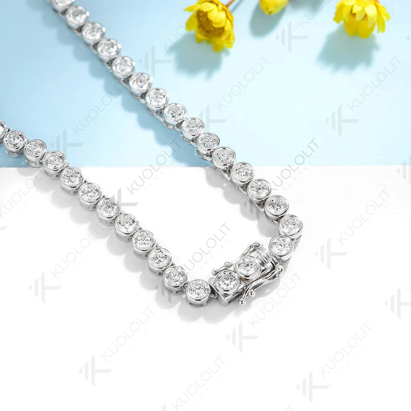 Kuololit 10.5 CTW Lab Grown Diamond Tennis Necklace for Women Pure 18K 14K 10K Gold  for Anniversary Engagement Christmas Gifts