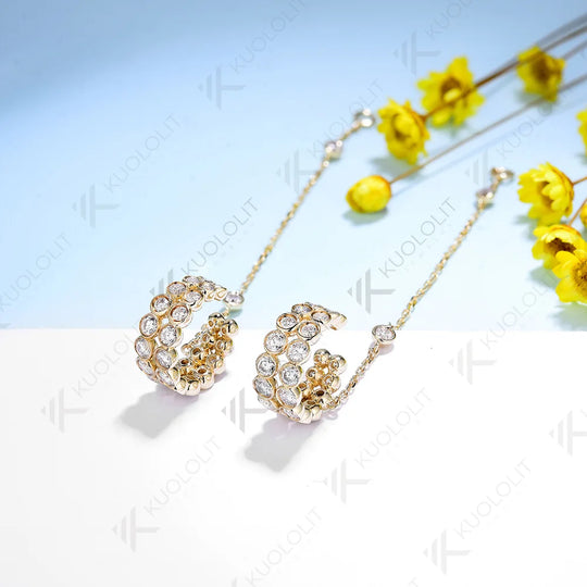 Kuololit 2.2CTW Moissanite Earrings for Women 14K 10K Solid Gold White Gold 925 Silver Clip Hoop for Party Christmas Classic