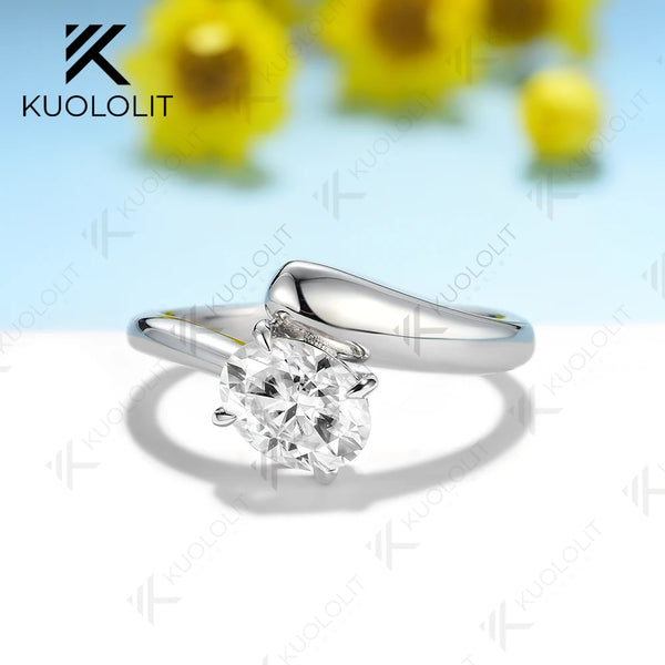 Kuololit 1.5CT Moissanite Rings for Women Solid 18K 14K 10K 585 Gold 925 Silver Oval Cut for Engagement Wedding Party Christmas