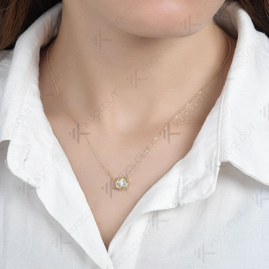 Kuololit Moissanite  Necklaces for Women Solid 925 14K 10K Gold 925 Silver Pendant Chain for Engagement Wedding Party Christmas