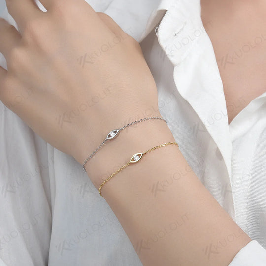 Kuololit 0.1CT Moissanite Bracelets for Women Men 585 18K 10K Adjustable Chains Eyes for Engagement Party Christmas Classic Gift