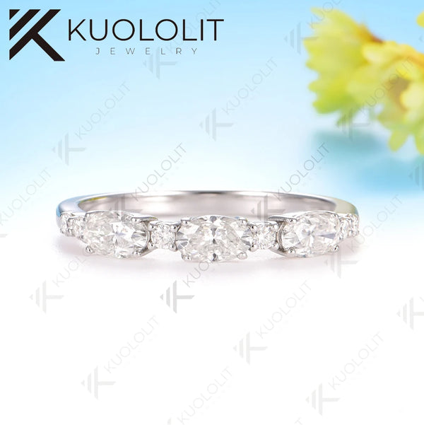 Kuololit 1CTW Moissanite Ring for Women Solid14K10K 585 White Gold Wedding Band for Christmas Gifts Party Anniversary Classic