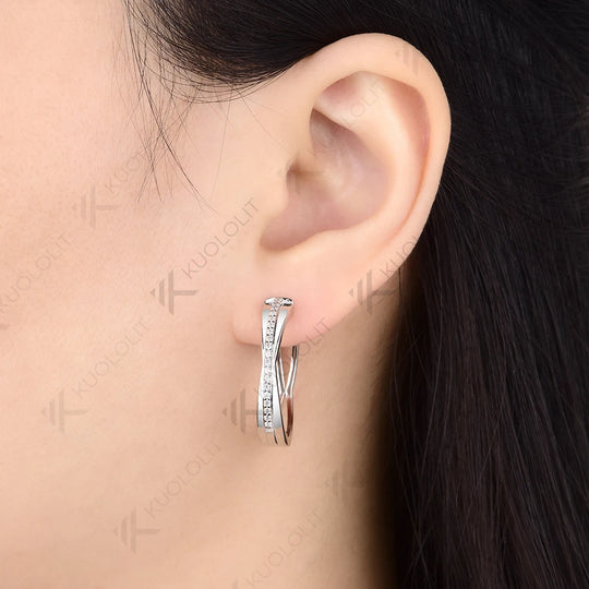 Kuololit 0.32CTW Lab Grown Diamonds Custom Hoop Earrings for Women Solid 14K 10K 585 Yellow Gold for Christmas Gifts Anniversary