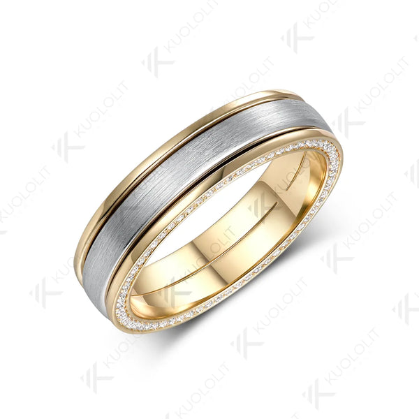 Kuololit 0.4CTW Lab Grown Diamonds Ring for Women Men Solid 14K 10K 585 Yellow Gold Wedding 5mm Band for Christmas Gifts Party