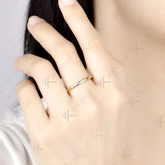 Kuololit Plain Lab Sapphire inside Custom Ring for Women Solid 14K 10K Yellow Gold Ring Band for Anniversary Christmas Gifts Party