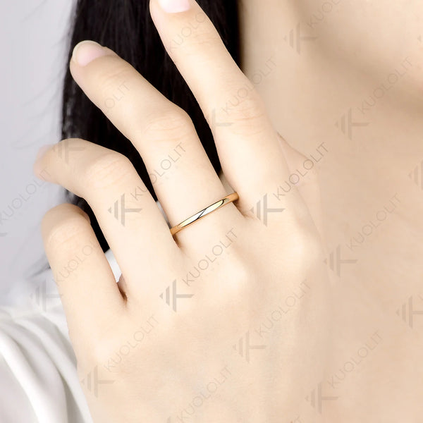 Kuololit Plain Lab Sapphire inside Custom Ring for Women Solid 14K 10K Yellow Gold Ring Band for Anniversary Christmas Gifts Party