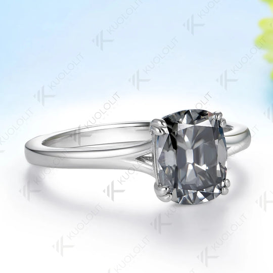 Kuololit 3CT OMC Grey Moissanite Engagement Ring for Women Solid 14K 10K Yellow Gold Cushion Ring for Anniversary Christmas Gifts Party