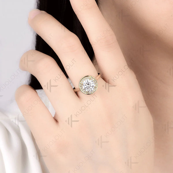 Kuololit 2CT IGI Lab Grown Diamonds Ring for Women D VS1 for Women Solid 14k 10K 585 White Gold for Engagement Christmas Gifts