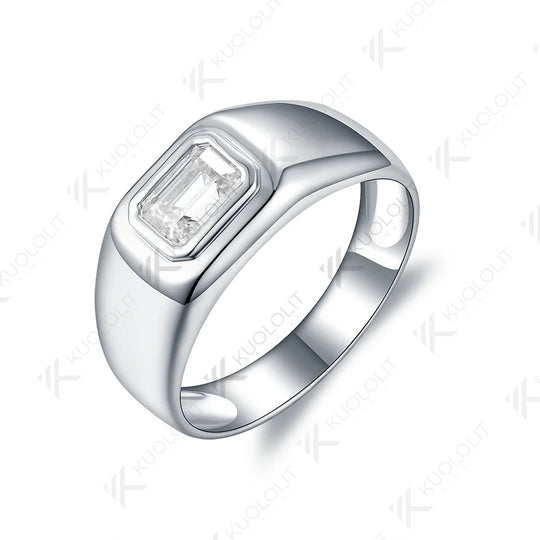 Kuololit 1CT Moissanite Rings for Women Men PT95 Solid 14K 10K 585 White Gold Silver Emerald for Engagement Wedding Christmas