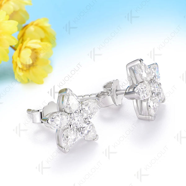 Kuololit 3.1CTW Moissanite Stud Earrings for Women Solid 14K 10K 585 Gold Star Earrings for Christmas Gifts Party Anniversary