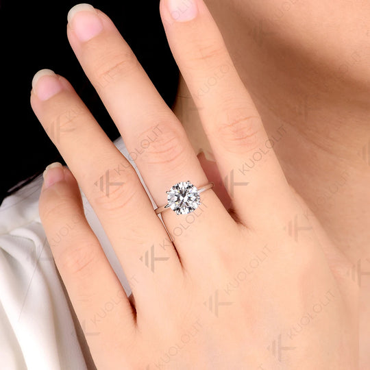 Kuololit 3CT Round Moisssanite Solitaire Ring for Women Solid 585 14K 10K Gold Ring for Anniversary Engagement Gifts Christmas Wedding