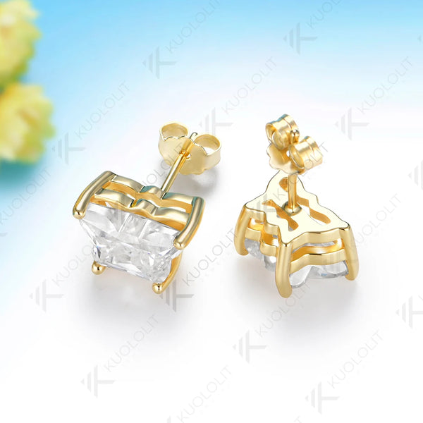 Kuololit 4CTW Butterfly Moissanite Clip Earring for Women Solid 14K 10K Yellow Gold Animal Earring for Christmas Gift Party