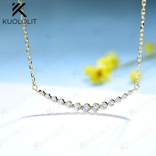 Kuololit 0.55CTW Lab Grown Diamonds Necklaces for Women Solid 10K 14K 18K 925 Sliver Pendant with Chain for Engagement Chirstmas