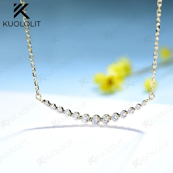 Kuololit 0.55CTW Lab Grown Diamonds Necklaces for Women Solid 10K 14K 18K 925 Sliver Pendant with Chain for Engagement Chirstmas