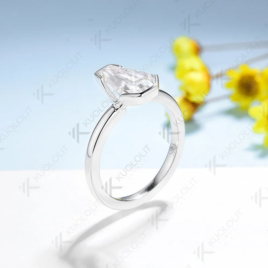 Kuololit 2CT Coffin Cut Moissanite Rings for Women Solid 18K 14K 10K Gold 925 Silver White Gold  for Engagement Wedding Classic