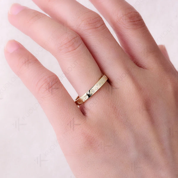 Kuololit 0.2CTW Lab Grown Diamond Band for Women Solid 18K 14K 10K Gold D VS1 Diamond Ring for Anniversary Engagement Gift Party