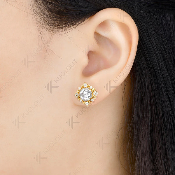 Kuololit 2.4CTW Moissanite Custom Set Earrings for Women Solid 14K 10K 585 Yellow Gold Engagement Earrings for Christmas Gifts
