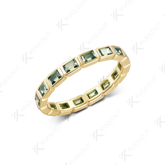 Kuololit 2.4CTW Cyan Moissanite Ring for Women Solid 14K 10K 585 Yellow Gold Wedding Band Ring for Christmas Gifts Engagement