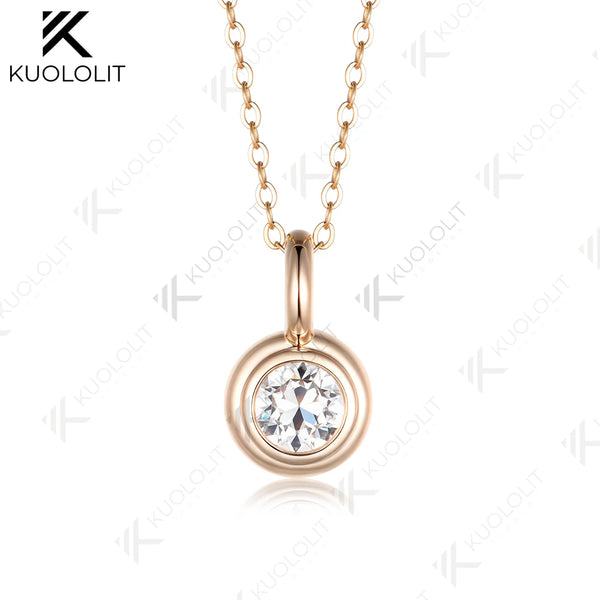 Kuololit 1CT OEC NGIC Lab Grown Diamonds Custom Necklace for Women Solid 14K 10K Rose Gold for Anniversary Christmas Gifts Party