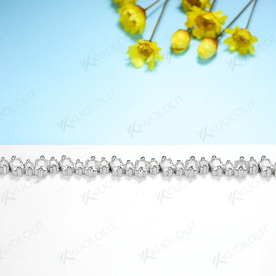Kuololit 10.64CTW Moissanite Bracelets for Women Men 14K 10K 585 Solid Gold 925 Silver Princess for Engagement Classic Christmas