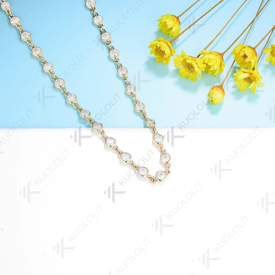 Kuololit 3.5CTW Moissanite Necklaces for Women Men Solid 14K 10K Gold 925 Silver Chain Tennis Necklace for Engagement Christmas