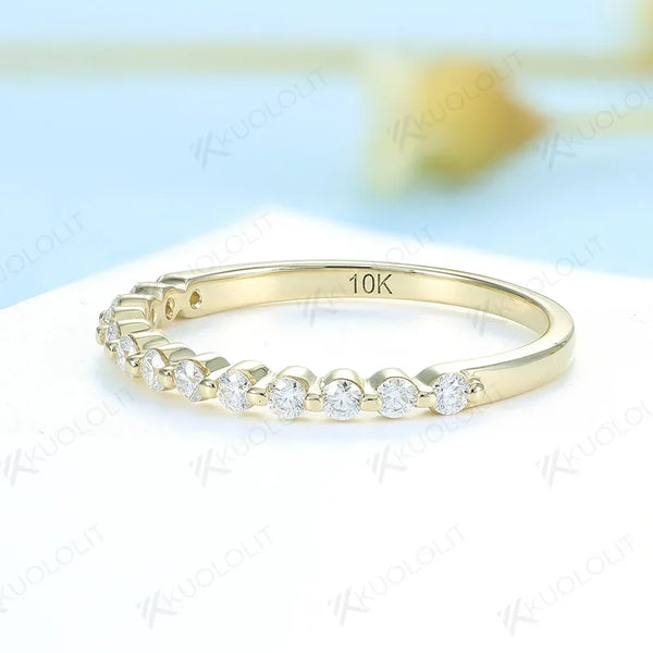 Kuololit Lab Grown Diamonds Rings for Women 925 14K 10K 18K Rose Gold Half Eternity Bubble Gold Rings Wedding Engagement Band