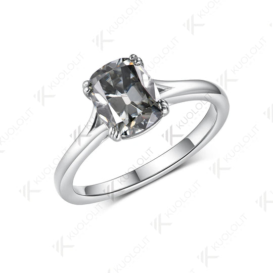 Kuololit 3CT OMC Grey Moissanite Engagement Ring for Women Solid 14K 10K Yellow Gold Cushion Ring for Anniversary Christmas Gifts Party