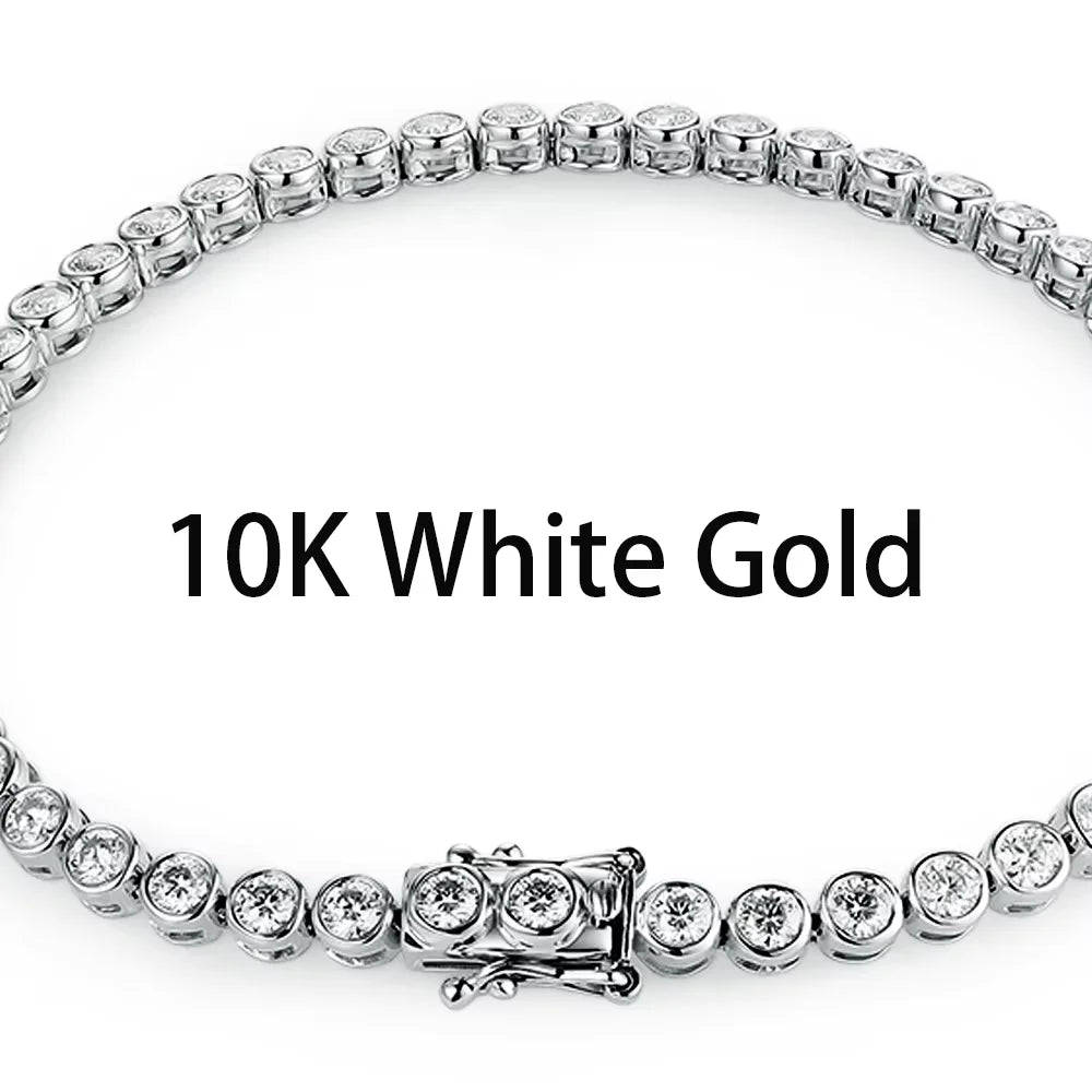 Kuololit Bezel Set Moissanite Tennis Bracelet for Women Solid 14K 10K 925silver Round D VVS1 Bracelet for Engagement Christmas