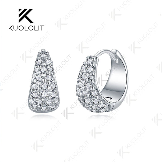 Kuololit Lab Grown Diamond Hoop Earrings for Women Solid 18K 14K 10K Yellow Gold D VVS1 Diamond Earring for Christmas Classic
