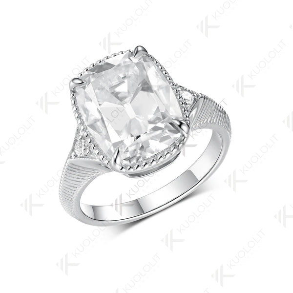 Kuololit 7CT OMC Cushion Custom Moissanite Engagement Ring for Women Solid 14K 10K 585 Yellow Gold Ring for Christmas Gift Party