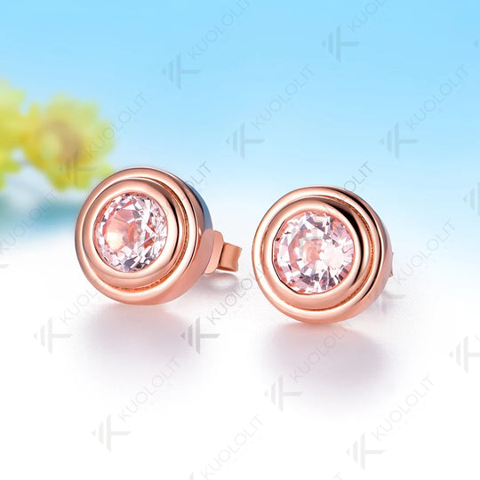 Kuololit 2CTW Lab Grown Pink Sapphire Custom Stud Earrings for Women Solid 14K 10K 585 Yellow Gold for Christmas Gifts Party