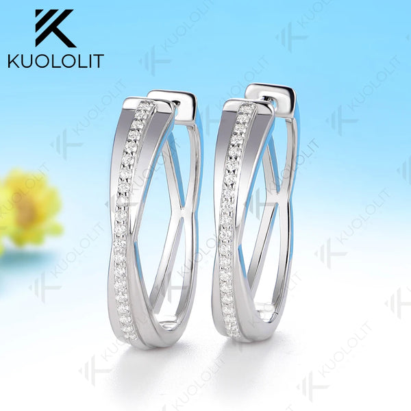 Kuololit 0.32CTW Lab Grown Diamonds Custom Hoop Earrings for Women Solid 14K 10K 585 Yellow Gold for Christmas Gifts Anniversary