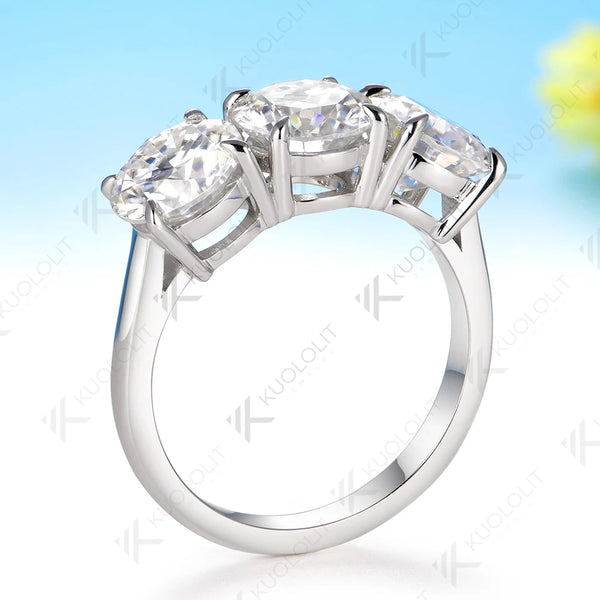 Kuololit 6CTW IGI Lab Grown Diamonds Custom Ring for Women Solid 14K 10K Yellow Gold Ring for Anniversary Christmas Gifts Party
