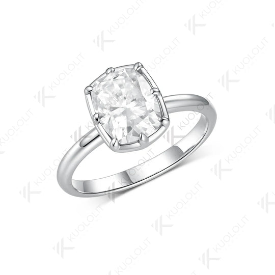 Kuololit 2.5CT Enlonged Cushion Moissanite Ring for Women Solid 14K 10K 585 White Gold Ring for Engagement Christmas Gifts