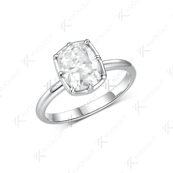 Kuololit 2.5CT Enlonged Cushion Moissanite Ring for Women Solid 14K 10K 585 White Gold Ring for Engagement Christmas Gifts