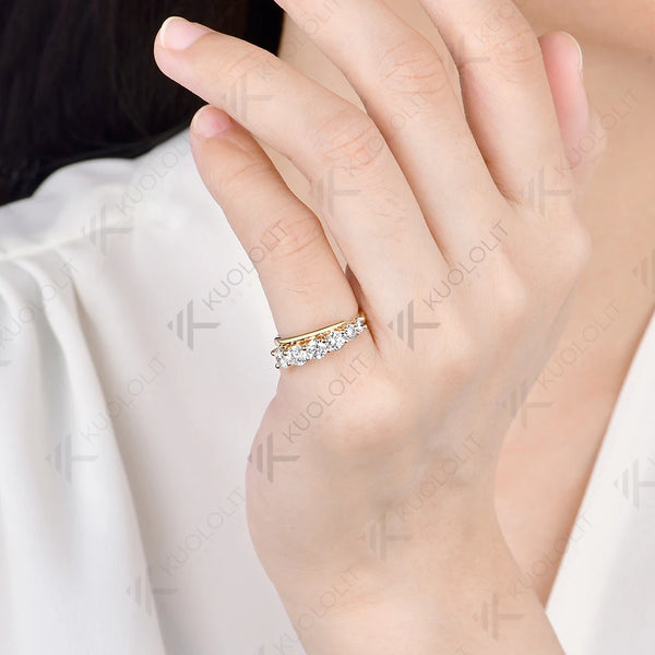 Kuololit 1.3CTW Lab Grown Diamond Ring for Men Women Solid 14K10K Yellow Gold Wedding Band for Christmas Gift Luxury Engagement