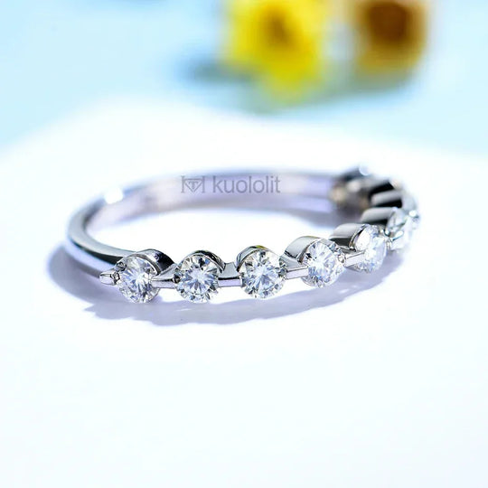 Kuololit 0.54CT Lab Diamonds Solid 18K 14K White Gold Bubble Ring for Women DEF VS Diamonds Matching Band for Engagement  Fine