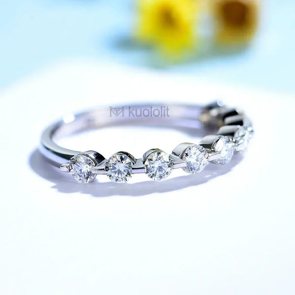 Kuololit 0.54CT Lab Diamonds Solid 18K 14K White Gold Bubble Ring for Women DEF VS Diamonds Matching Band for Engagement  Fine